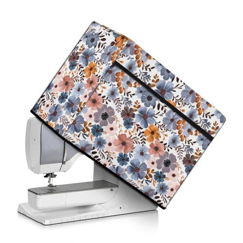 Hibiscus Flower Sewing Machine Dust Cover with Pocket