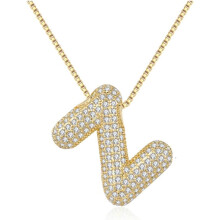 Bubble Letter Necklace 18K Gold-Plated Initial Pendant
