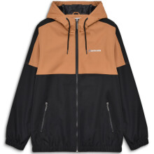 (3XL, Black/Tobacco) Lambretta Mens Contrast Panel Full Zip Hooded Warm Winter Jacket Coat