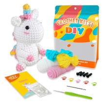 Beginner Crochet Kit with Animal Patterns and Wool Yarn
