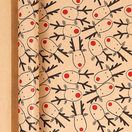 Christmas Wrapping Paper Santa Snowman Tree Pattern 1 Roll