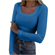 Women's Long Sleeve Scoop Neck Ribbed Knit Top 1