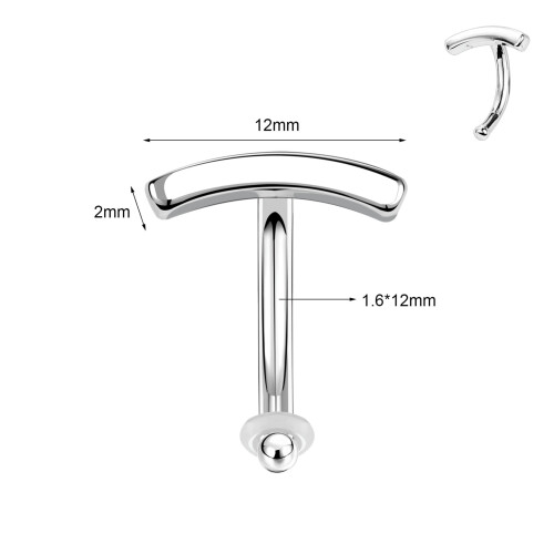 Sterling Silver Belly Button Ring Curved Barbell 14G 12mm