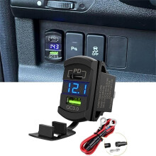Rocker Switch USB Car Charger with PD Type-C and QC 3.0