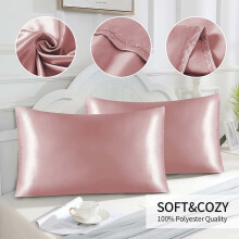 Satin Pillow Cases Standard Size 2 Pack Pink 30x20in