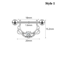 Stainless Steel Nipple Ring with CZ Crystal 1 Piece