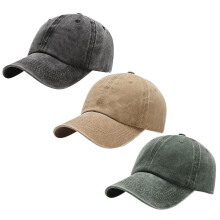 Baseball Cap Washed Cotton Adjustable Retro Dad Hat 3 Pack