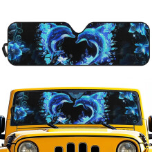 Foldable Blue Heart Dolphin Sun Shade for Jeep Wrangler JL