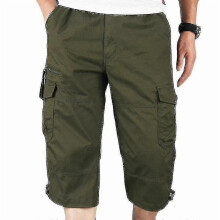 Men's Cargo Combat Shorts 3/4 Length Elastic Waist