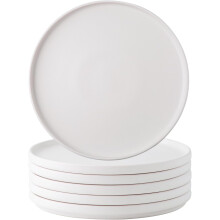 Ceramic Salad Plates Set of 6 Ivory 8 Inch Matte Glaze