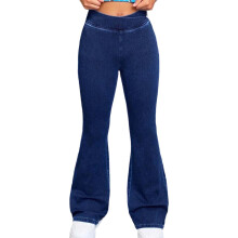 Girls Elastic Waist Linen Sweat Pants Dark Blue Size 8-9