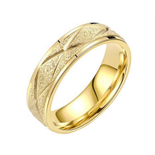 Stainless Steel Rhomboid Sandblasted Ring Gold Size 13