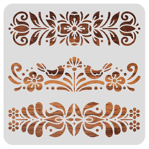 Plastic Floral Stencil Scandinavian Style 30x30cm