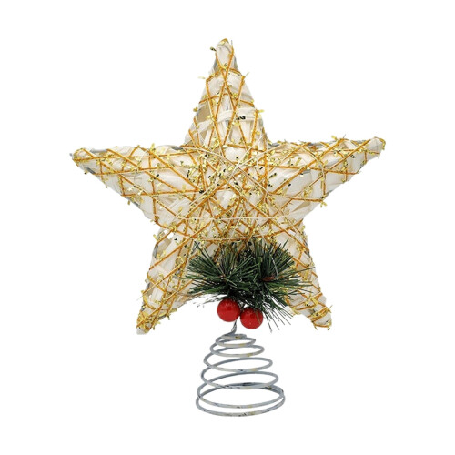 Gold Glitter 5-Pointed Star Tree Topper 10 Inch