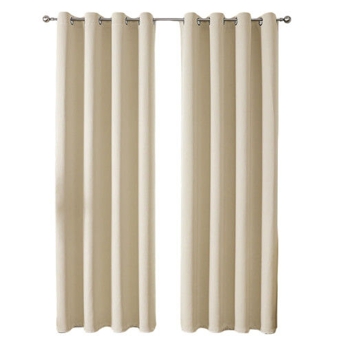 Beige Blackout Curtains 132x214cm 2 Pcs