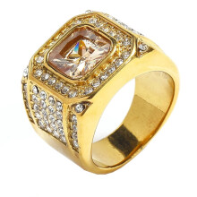Stainless Steel Cubic Zirconia Promise Ring Gold Orange