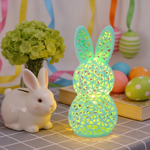 Easter Bunny Lamp Hollow Rabbit Decor Pink White Yellow
