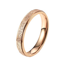 Women's Rose Gold Sandblasted Stainless Steel Ring 4mm Size
