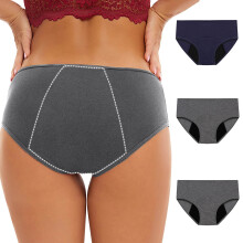 Periodenunterwäsche für Damen, einfarbig, Übergröße, 3er-Pack