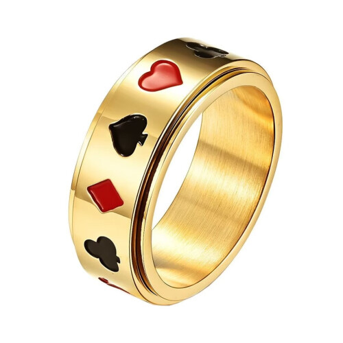 Men's Stainless Steel Rotatable Fidget Ring Gold Size 7