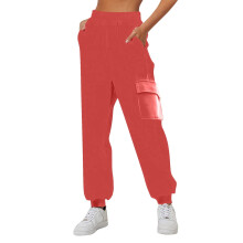 Women's High-Waisted Fleece Jogging Pants Watermelon Red 3XL