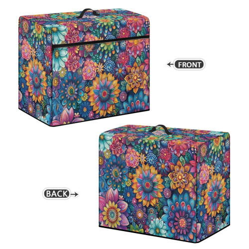 Boho Mandala Flower Sewing Machine Dust Cover with Pocket 1