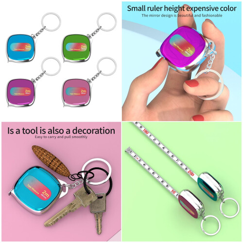 Multicolor pocket retractable ruler 2 m metal with safety 1