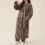 Women's Plush Stripe Bathrobe Fluffy Fleece Warm Thick 1