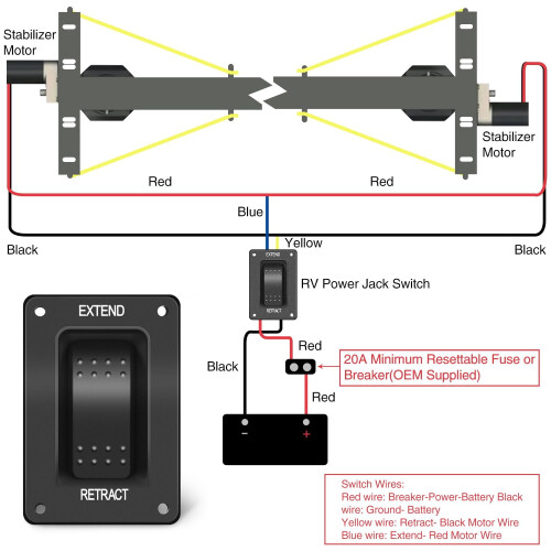 RV Electric Stabilizer Jack Switch Waterproof Rocker 1 Pack 2