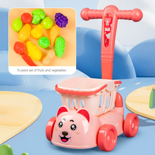 Toddler Play Kitchen Set with Veggie Cart ABS Plastic 1