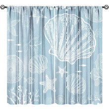 Starfish Seashell Curtains Blue Rustic 63 in W