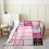 Soft Fleece Blanket Pink Patchwork with Inspirational 5