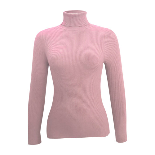 Women's Turtleneck Sweater Ribbed Knit Fitted Pullover 2