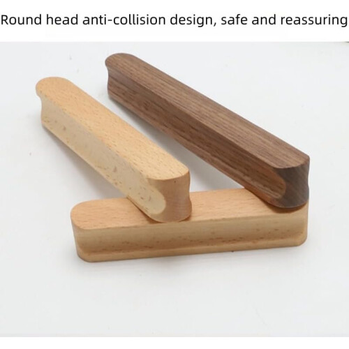 Wooden Cabinet Knobs Solid Beech Walnut 2 pcs 64 mm 2