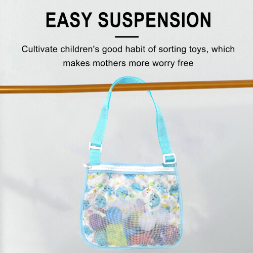 Mesh Beach Toy Bag with Zipper Light Blue 1 Pack 1