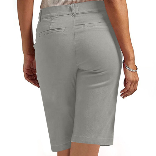 Women's Solid Elastic Twill Hiking Shorts with Pockets 1