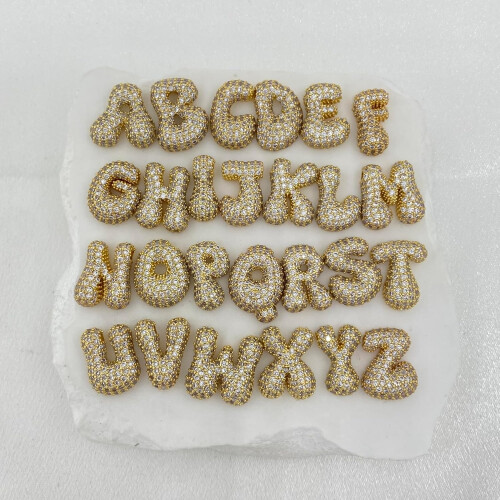 Bubble Letter Necklace 18K Gold Plated Initial Pendant 1