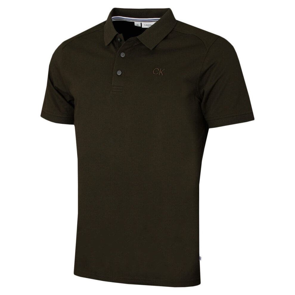 Calvin Klein (S, Hunter Green) Mens 2026 Campus Coastal Wicking Golf Polo Shirt