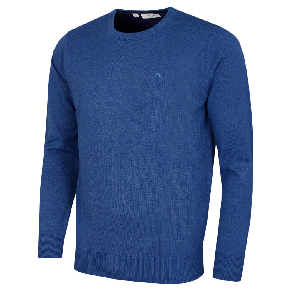 Calvin Klein (Xxxxl, Atlantic Blue) Mens 2026 Crew Neck Cotton Breathable Golf Sweater