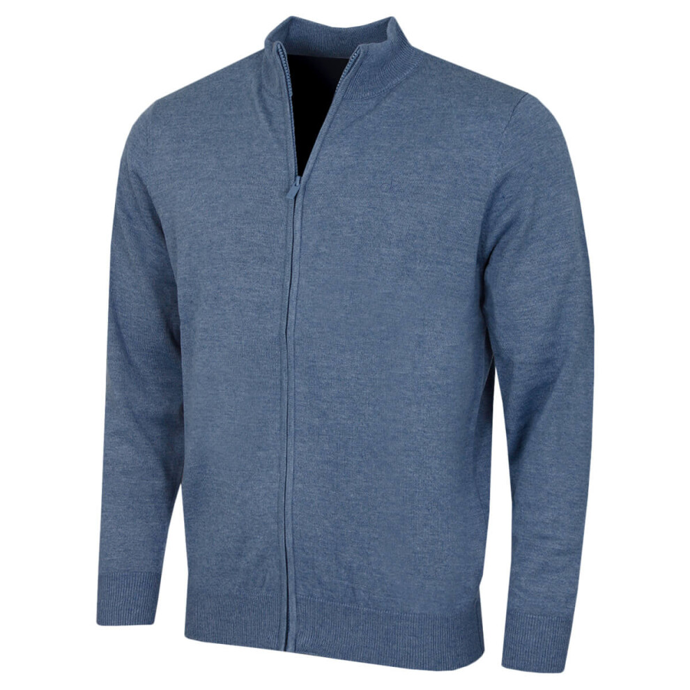 Calvin Klein (S, Denim Marl) Mens 2026 Cleveland Full Zip Premium Golf Sweater