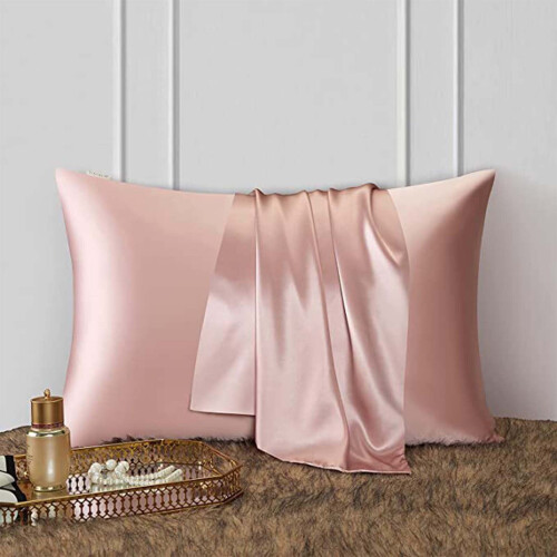 Satin Pillow Cases Standard Size 2 Pack Pink 30x20in 1