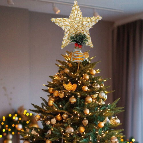 Gold Glitter 5-Pointed Star Tree Topper 10 Inch 1