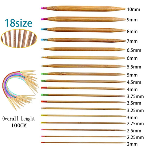 Double-Tip Knitting Needles Set Plastic Tube 18 Sizes 1