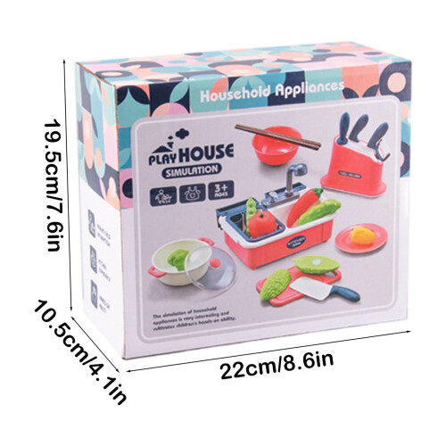 Kids Pretend Play Kitchen Set with Dishwasher and Cookware 2
