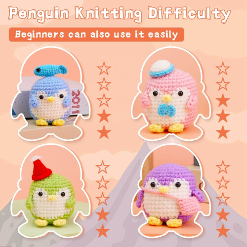 Penguin Doll Crochet Set for Beginners with Video Guide and 2