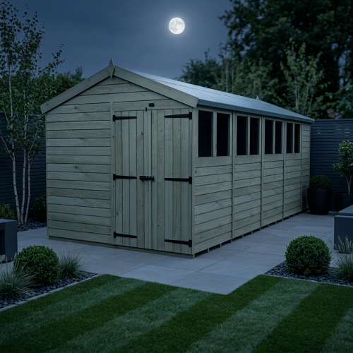 8 x 18 Apex Shed Tanalised (Double Door, With Windows) 2