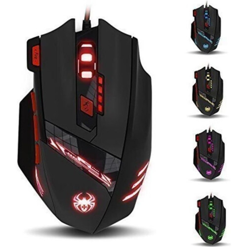 Gaming Mouse - T90 - Wired - 6 Adjustable DPI - 8 Buttons - 6 Color LED Options