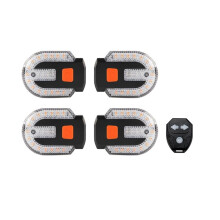 4-teiliges Set Fahrradblinker mit Alarm, Fernbedienung/integriertem wasserdichtem Rücklicht mit Blinkfunktion