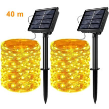 Guirnalda de luces - ABURNUDREY - 40 m - 400 LED - 8 modos - Blanco cálido - Paquete de 2