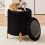 Round Velvet Ottoman Foot Stool with Storage Black 1